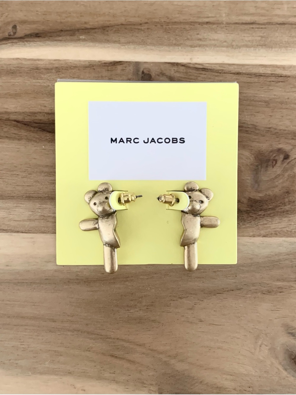 Heaven by Marc Jacobs golden Teddy Bear Stud Earrings NWT